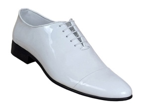 Pantofi barbati eleganti pentru ceremonii din piele naturala lac, alb MOD1ALAC - Img 2