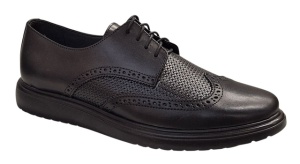 Pantofi Brogue Derby Casual-Eleganti barbati din piele naturala culoare neagra DeSuceava RSY02N - Img 4