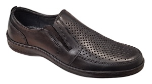 Pantofi casual barbati din piele naturala - Model negru perforat GKR125N
