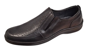 Pantofi casual barbati din piele naturala - Model negru perforat GKR125N - Img 3