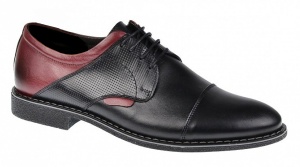 Pantofi casual barbati din piele naturala - Model Negru Visiniu 156NVIS