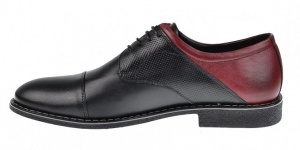 Pantofi casual barbati din piele naturala - Model Negru Visiniu 156NVIS - Img 3
