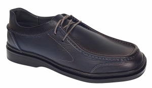 Pantofi casual barbati din piele naturala pe calapod lat - Bleumarin GKR11BL