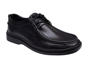 Pantofi casual barbati din piele naturala pe calapod lat - Negru GKR11N