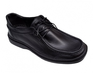 Pantofi casual barbati din piele naturala pe calapod lat - Negru GKR11N - Img 2