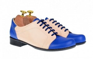 Pantofi dama, casual, din piele naturala (albastru cu bej) BOB, P53ALBEJ - Img 3