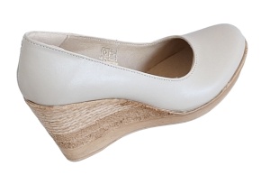 Pantofi dama casual din piele naturala bej cu platforma de 7 cm - MARA BEJ P3550BEJ - Img 5