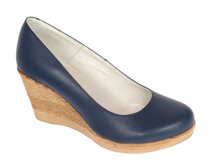 Pantofi dama casual din piele naturala cu platforme de 7cm - Bleumarin NA170BLM - Img 2