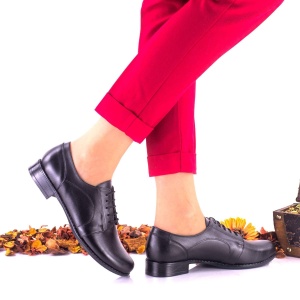Pantofi dama casual din piele naturala cu siret - NA150NP - Img 3