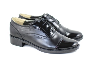 Pantofi dama casual din piele naturala de culoare neagra - PNBOXLAC