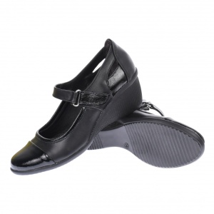 Pantofi dama, casual, din piele naturala in combinatie cu piele lac, cu platforme de 5 cm - P60NLAC - Img 4