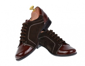 Pantofi dama, casual, din piele naturala, maro, cu varf din lac, Bob P53MM - Img 2