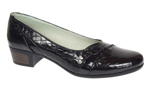 Pantofi dama comozi casual din piele naturala negru croco P18CRLN