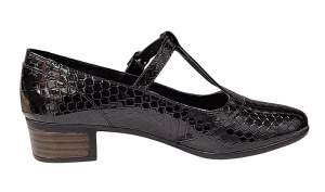 Pantofi dama cu bareta pentru dans - Model Negru din piele naturala Croco STD23CRN - Img 4