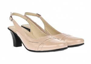 Pantofi dama decupati eleganti din piele naturala cu toc de 7cm - S301BEJ - Img 5