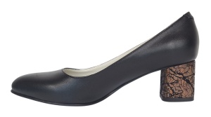 Pantofi dama eleganti din piele naturala box cu toc de 5 cm, Negru NA100ARMNP - Img 2