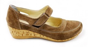 Pantofi dama piele intoarsa cu platforma - Model casual maro P9154M - Img 2