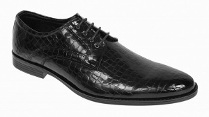 Pantofi eleganti barbati din piele naturala croco lac - Model 818 Negru - Img 6