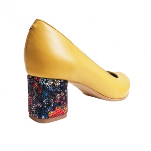 Pantofi eleganti dama, galbeni, din piele naturala box, toc 6 cm - NA87G - Img 2