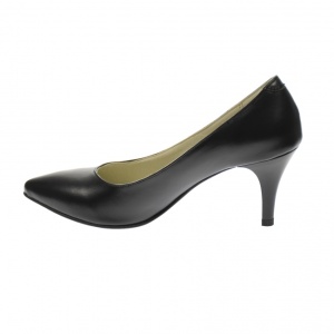 Pantofi stiletto dama, negri, din piele naturala box , toc 8 cm - NA63N - Img 4