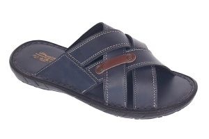 Papuci barbati din piele naturala de culoare bleumarin - GKR74BL - Img 6