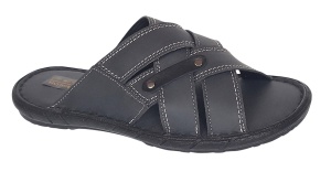 Papuci barbati din piele naturala de culoare Gri inchis - GKR74GRI - Img 7