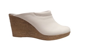 Saboti dama albi din piele naturala, platforme de 7 cm - TEA19ALB - Img 2