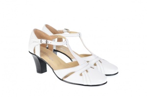 Sandale albe dama din piele naturala cu toc de 7cm - S48ABOX