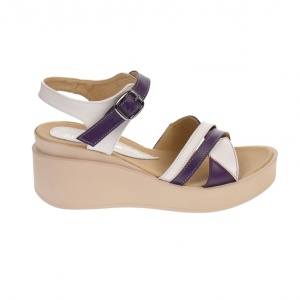 Sandale dama, casual, alb si mov ,din piele naturala, cu platforma de 7 cm - S103AMOV2 - Img 6