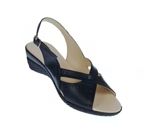 Sandale dama de vara cu platforme de 5 cm, din piele naturala, neagra, S10NBOX - Img 2