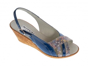 Sandale dama de vara cu platforme de 7 cm, din piele naturala lacuita, bleumarin, S50LACBLM - Img 7