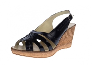 Sandale dama de vara cu platforme de 7 cm, din piele naturala lacuita, neagra, S89LACNEGRU - Img 2