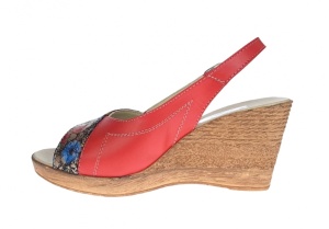 Sandale dama de vara cu platforme de 7 cm, din piele naturala, rosu, BOX, S50RBOX - Img 3