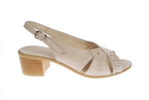 Sandale dama de vara cu toc de 5 cm, din piele naturala, bej, S25BEJBOX - Img 4