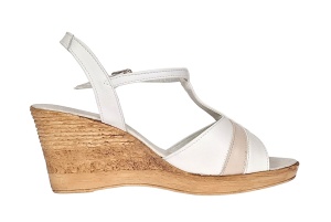 Sandale dama din piele naturala Alb cu Bej si platforme de 7cm S61AB - Img 4