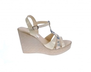 Sandale dama, din piele naturala, Bej - Lac, Color, cu platforme de 11 cm, S49BLCOLOR - Img 5