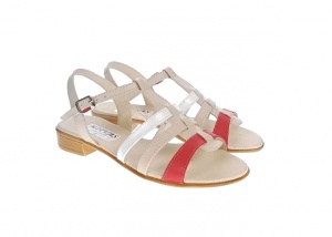 Sandale dama, din piele naturala box, rosu, bej, alb, S2RBA