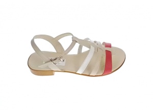 Sandale dama, din piele naturala box, rosu, bej, alb, S2RBA - Img 2