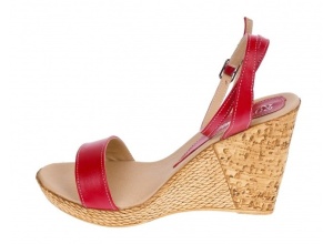 Sandale dama, din piele naturala, cu platforma, rosii, Made in Romania - S107R - Img 5