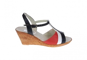 Sandale dama din piele naturala cu platforme 7cm, Rosu, Alb, Negru, BOX, S47RANBOX