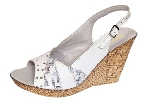 Sandale dama din piele naturala cu platforme de 10cm Alb Floral BVS47XA - Img 5