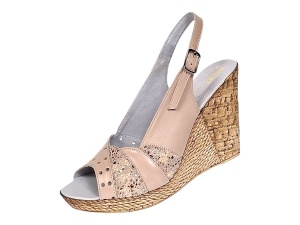 Sandale dama din piele naturala cu platforme de 10cm Bej Gold BVS47XB - Img 5