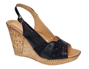 Sandale dama din piele naturala cu platforme de 10cm Negru Floral BVS47XN