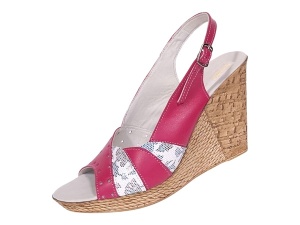 Sandale dama din piele naturala cu platforme de 10cm Roz Floral BVS47IVR - Img 3