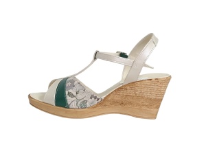 Sandale dama din piele naturala, cu platforme de 7 cm, alb - verde, MVS71AV - Img 3