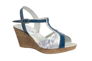 Sandale dama din piele naturala, cu platforme de 7 cm, Bleu, MVS71BLCOL