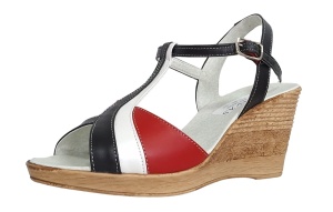 Sandale dama din piele naturala, cu platforme de 7 cm, negru - alb - rosu, MVS71RAN - Img 7