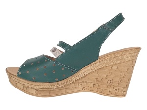 Sandale dama din piele naturala cu platforme de 8.5 cm Verde Color BVS46XV - Img 4