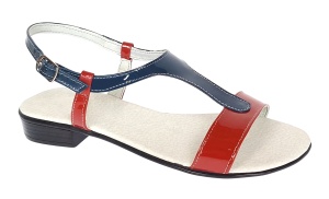 Sandale dama din piele naturala lac - Model rosu cu bleumarin S16RBLAC - Img 4