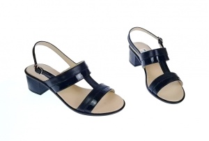 Sandale dama din piele naturala, negru, lac, toc de 5cm, S7NLBOX - Img 4